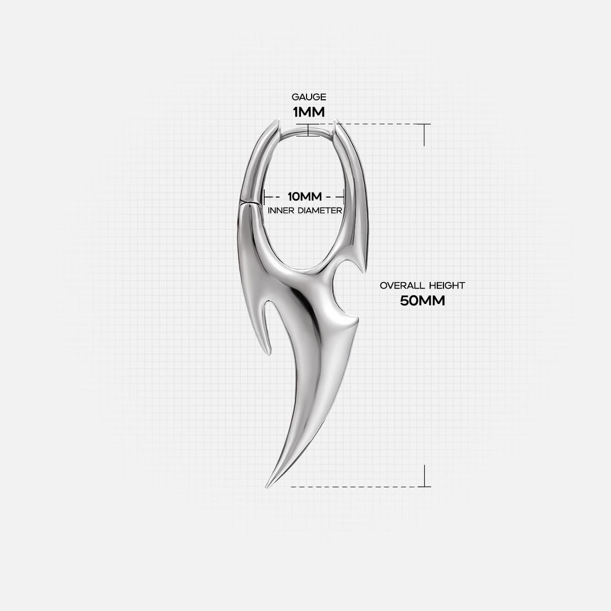 PUNKYOUTH Sharp Line Fluid Curve Earrings 18G 1mm Piercing Jewelry Edgy Minimalist Modern Claw Spike Huggie Hoop Dangle Drop For Women Men Polished Statement Everyday Wear Fashion Accessories