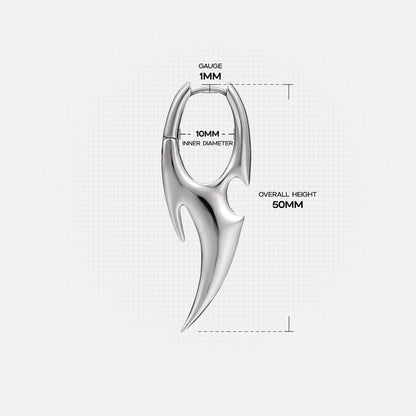 PUNKYOUTH Sharp Line Fluid Curve Earrings 18G 1mm Piercing Jewelry Edgy Minimalist Modern Claw Spike Huggie Hoop Dangle Drop For Women Men Polished Statement Everyday Wear Fashion Accessories
