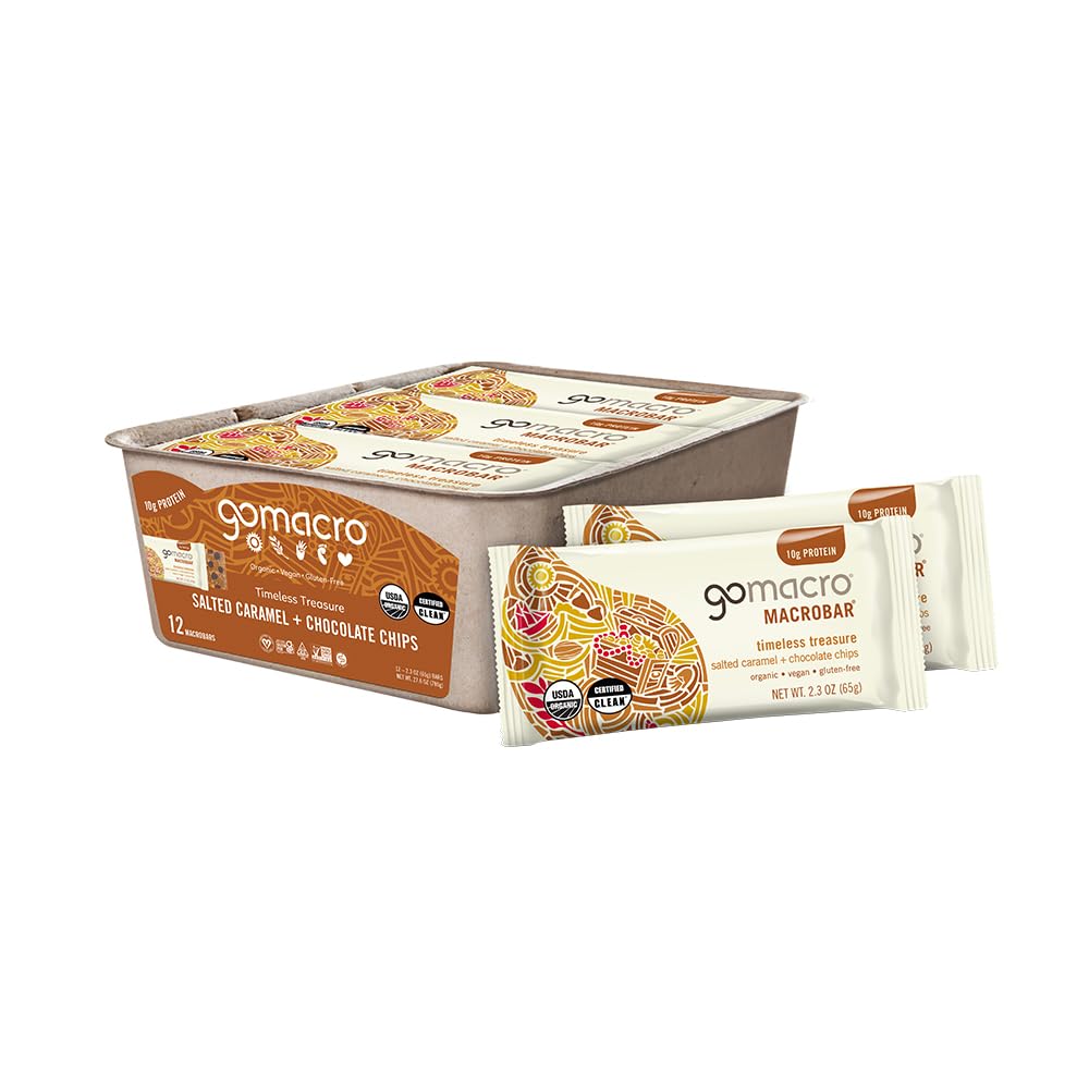 GoMacro MacroBar Organic Vegan Protein Bars - Coconut + Almond Butter + Chocolate Chips (2.3 Ounce Bars, 12 Count)