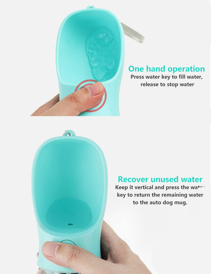 Kalimdor Dog Water Bottle, Leak Proof Portable Puppy Water Dispenser with Drinking Feeder for Pets Outdoor Walking, Hiking, Travel, Food Grade Plastic (19oz Blue)