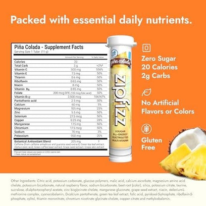 Zipfizz Daily Energy Drink Powder, Blood Orange, 20 Pack | 3-in-1 Sustained Energy, Rapid Hydration, and Essential Vitamins | Sugar-Free | Electrolyte Powder | Contains Vitamin B-12 & Antioxidants