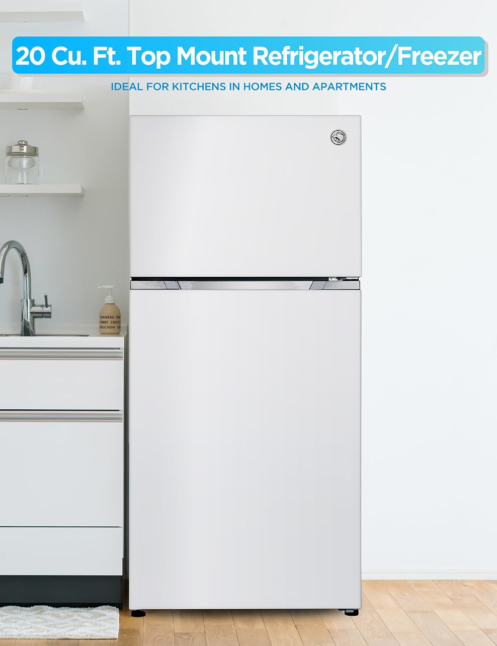 Commercial Cool 20 Cu. Ft. Top Mount Refrigerator with Freezer, 2-Door Refrigerator with Top Freezer and Adjustable Temperature Control, Ice Maker Ready, Energy Star Certified, Stainless Look