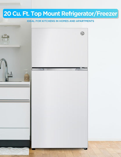 Commercial Cool 20 Cu. Ft. Top Mount Refrigerator with Freezer, 2-Door Refrigerator with Top Freezer and Adjustable Temperature Control, Ice Maker Ready, Energy Star Certified, Stainless Look
