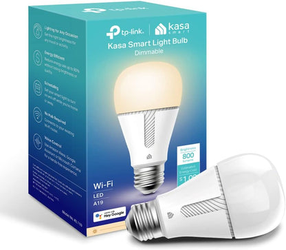 Kasa Smart Light Bulbs that works with Alexa and Google Home, Dimmable Smart LED Bulb, A19, 9W, 800Lumens, Soft White(2700K), CRI≥90, WiFi 2.4Ghz only, No Hub Required, 4 Count (Pack of 1)(KL110P4)