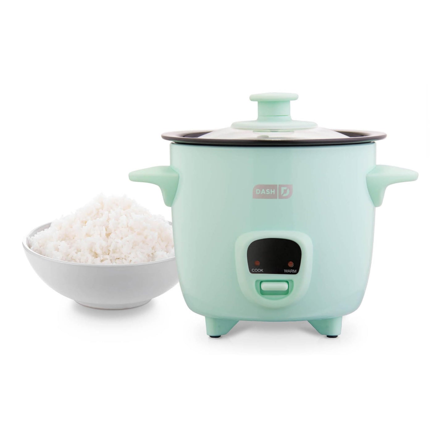 Dash Mini Rice Cooker | Small Rice Maker, 2 Cups Cooked / 1 Cup Uncooked, Ceramic Nonstick Removable Pot, Keep Warm Function, Compact and Portable for Dorm, Travel, Single Serve, Aqua