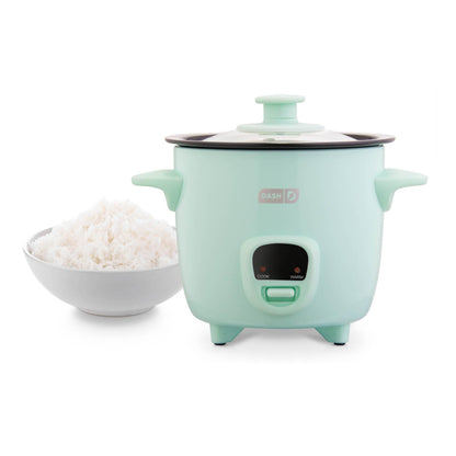 Dash Mini Rice Cooker | Small Rice Maker, 2 Cups Cooked / 1 Cup Uncooked, Ceramic Nonstick Removable Pot, Keep Warm Function, Compact and Portable for Dorm, Travel, Single Serve, Aqua