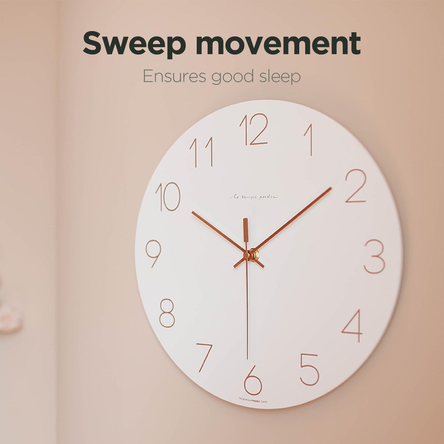 mooas Wooden Frame Flatwood Wall Clock,12" Non-Ticking Sweep Movement Decorative Battery Operated Wall Clock for Home Living Room Kitchen Bedroom Office School (Dark Brown)