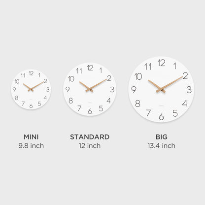 mooas Wooden Frame Flatwood Wall Clock,12" Non-Ticking Sweep Movement Decorative Battery Operated Wall Clock for Home Living Room Kitchen Bedroom Office School (Dark Brown)