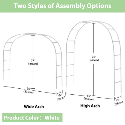RUBFAC 7.8ft Garden Arch Trellis for Climbing Plants Outdoor, Metal Arch Frame Garden Arbors and Arches, Outdoor Archway for Flower Vines Wedding Bridal Party Decoration, Black