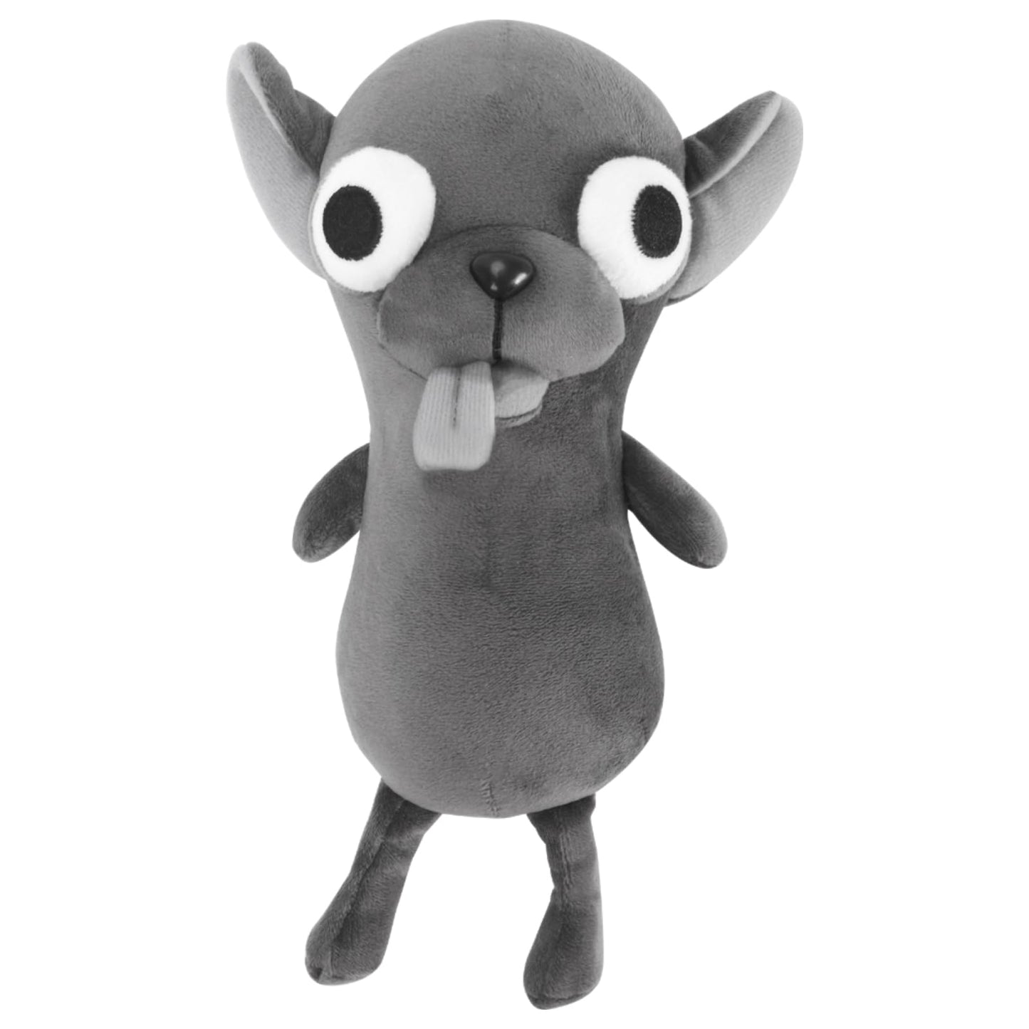Funny Big Eyed Chihuahua Plush - Hilarious Dark Grey Chihuahua Stuffed Animal | Stress Relief Toy, Funny Desk Decor Gift for Kids & Adults (Black)