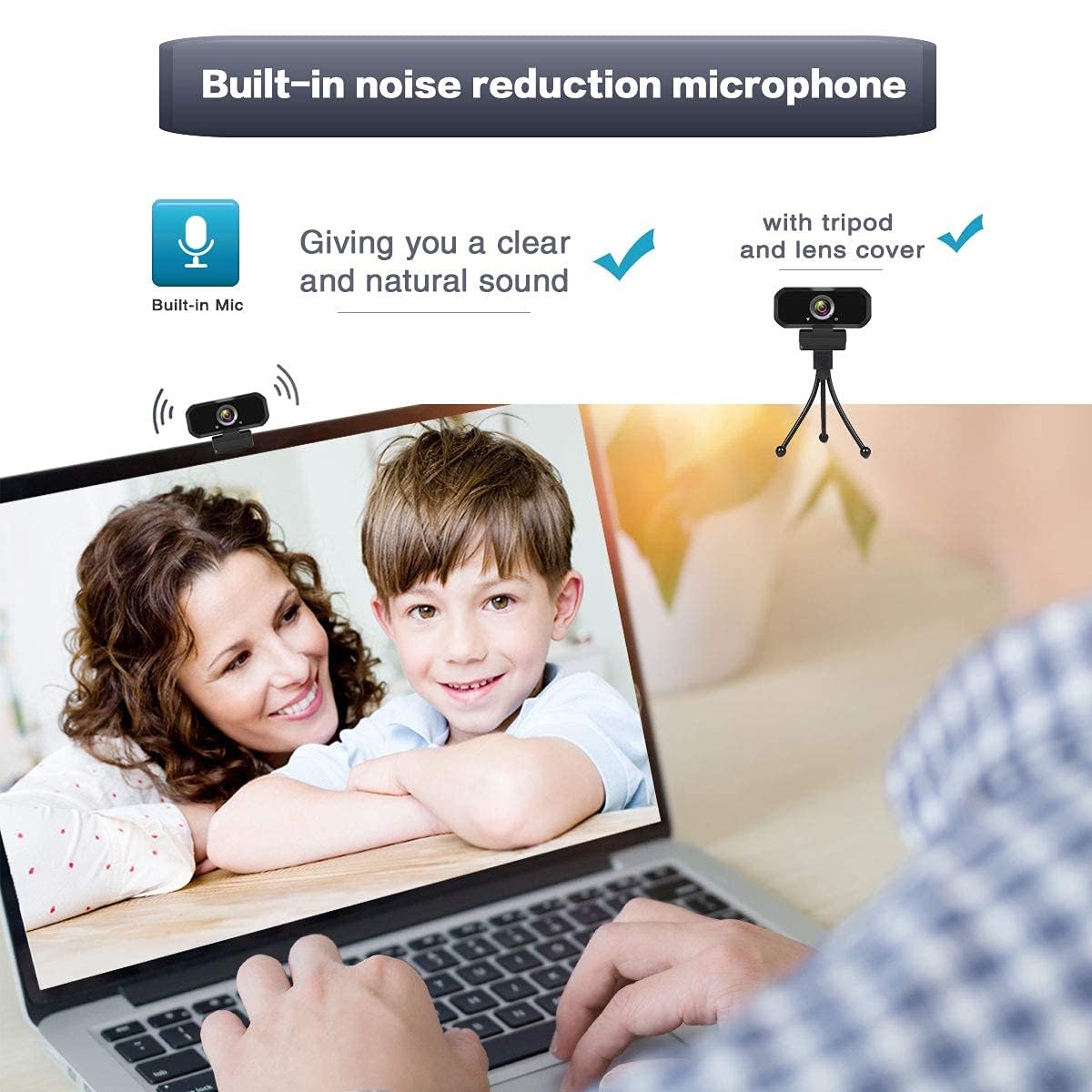 W4 2K Autofocus Webcam with Dual Mics & LED Light, 1080P 60fps/2K 50fps, USB Streaming Camera for PC, Laptop, Switch 2, Desktop - Plug and Play