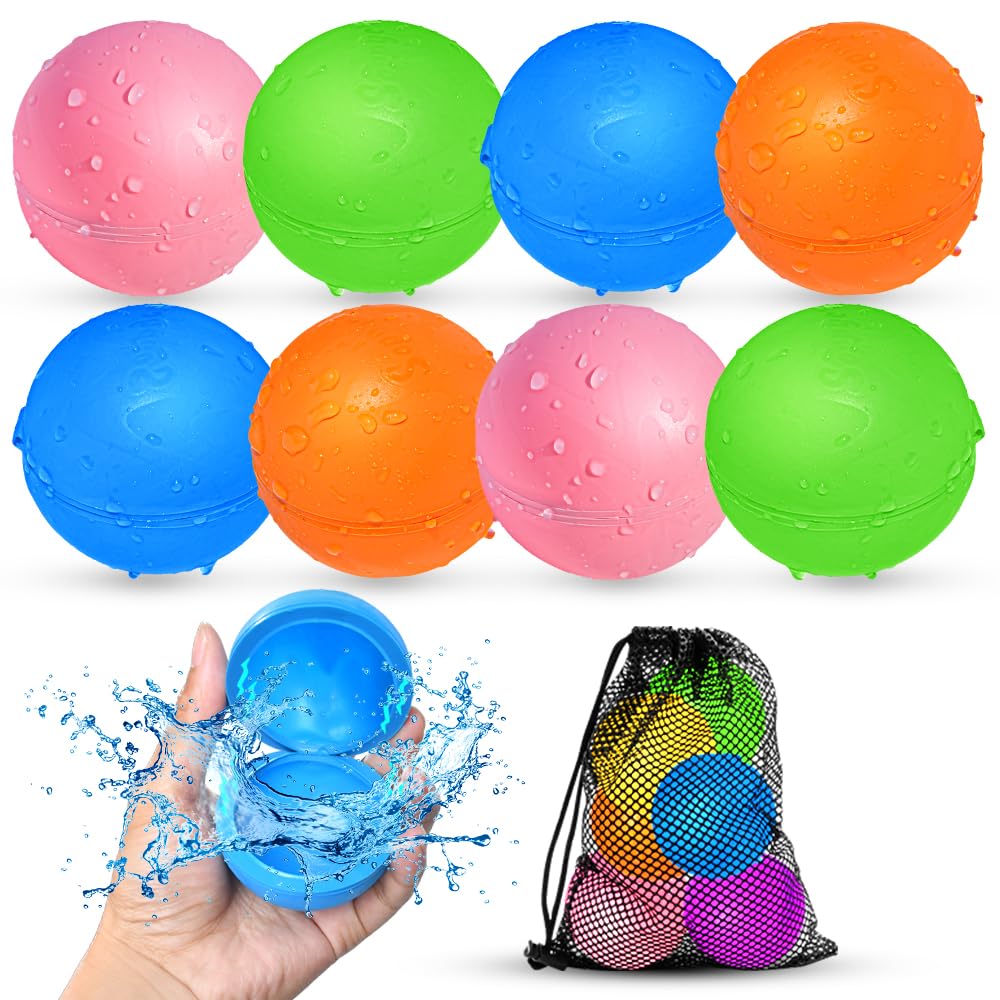 12Pcs Reusable Water Balloons, Pool Beach water Toys for Boys and Girls, Outdoor Summer Toys for Kids Ages 3-12