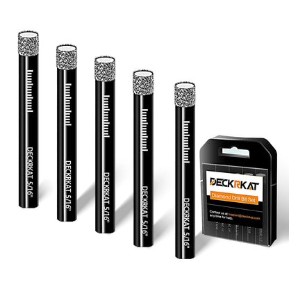 7 Piece Diamond Drill Bits Set, Core Drill Bits for Hard Materials - Tiles Ceramics Glass Stones – Built in Coolant, Fast Dry Drilling - Sizes 3/16" 1/4" 5/16" 3/8" 1/2" - Round Shank, Storage Case