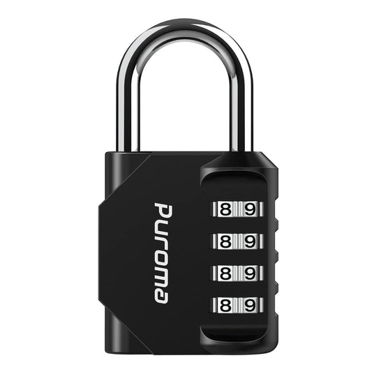 Puroma 2 Pack Combination Lock 4 Digit Padlock for School Gym Locker, Sports Locker, Fence, Toolbox, Case, Hasp Storage (Black & Code Window)