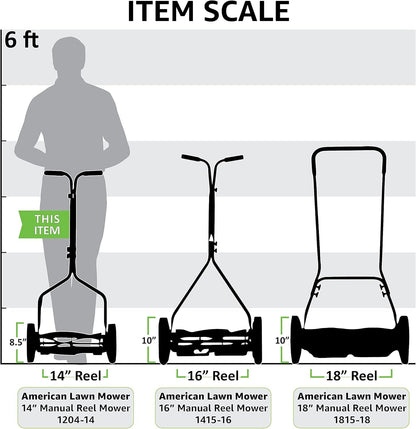 American Lawn Mower 1204-14 14-Inch 4-Blade Push Reel Lawn Mower, Red