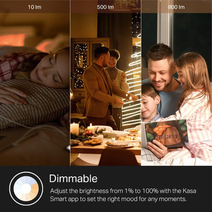 Kasa Smart Light Bulbs that works with Alexa and Google Home, Dimmable Smart LED Bulb, A19, 9W, 800Lumens, Soft White(2700K), CRI≥90, WiFi 2.4Ghz only, No Hub Required, 4 Count (Pack of 1)(KL110P4)