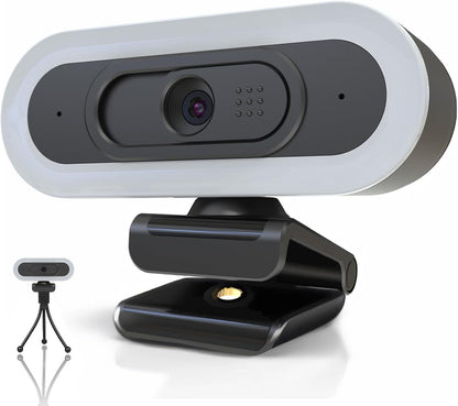 W4 2K Autofocus Webcam with Dual Mics & LED Light, 1080P 60fps/2K 50fps, USB Streaming Camera for PC, Laptop, Switch 2, Desktop - Plug and Play