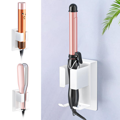Hair Straightener Holder Wall Mounted Blow Dryer Holder, Blow Dryer and Curling Iron Holder, Hair Dryer and Straightener Holder, Bathroom Hair Tools Organizer and Storage (Black, 1Pc)