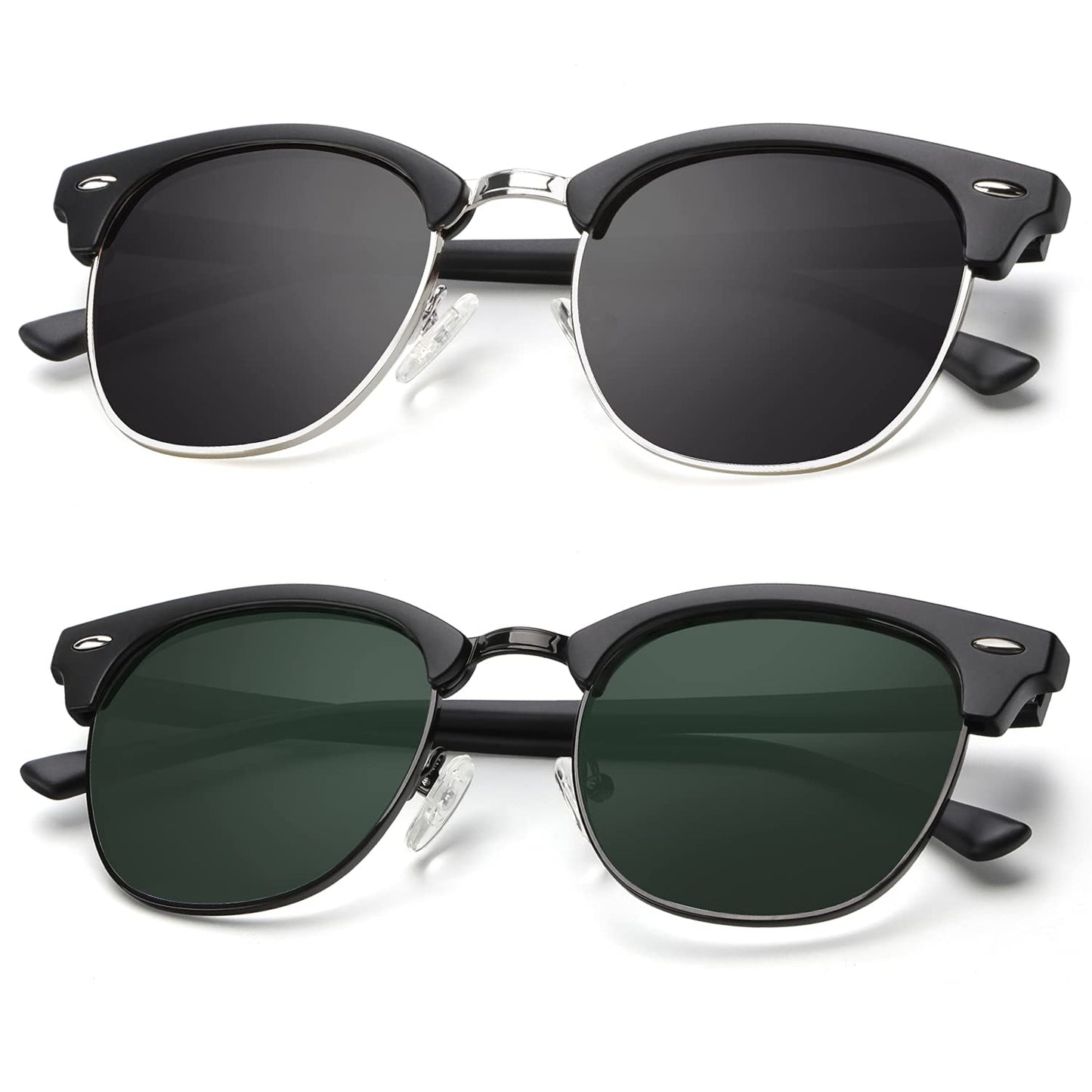 KALIYADI Polarized Sunglasses for Men and Women Semi-Rimless Frame Driving Sun glasses UV Blocking
