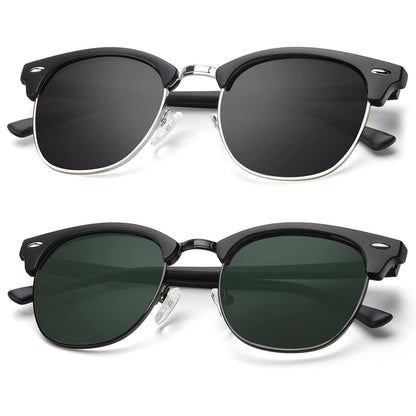KALIYADI Polarized Sunglasses for Men and Women Semi-Rimless Frame Driving Sun glasses UV Blocking