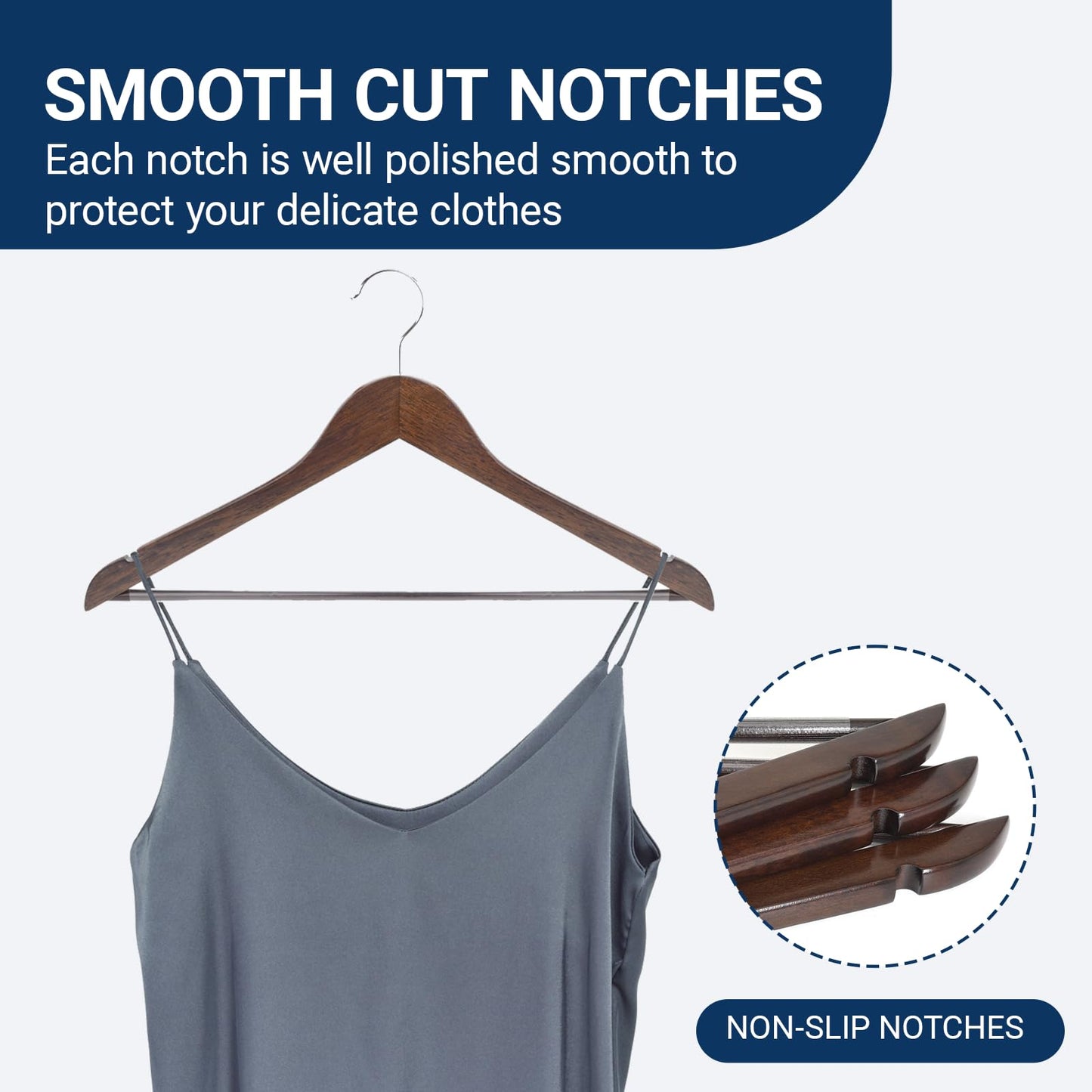 Amber Home 30 Pack Wooden Coat Hangers, Natural Wood Suit Hangers with Non-Slip Pant Bar, Clothes Hangers for Closet Organization, Shirts, Jackets, Dresses, and Pants (Natural, 30)