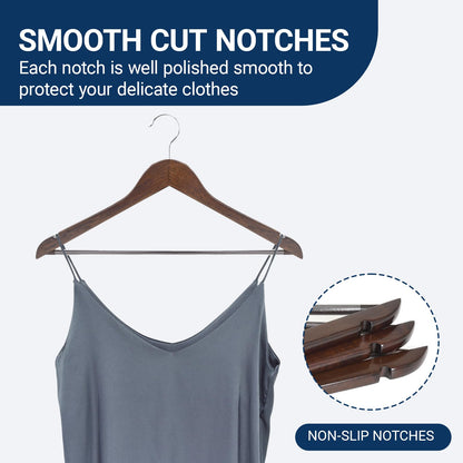 Amber Home 30 Pack Wooden Coat Hangers, Natural Wood Suit Hangers with Non-Slip Pant Bar, Clothes Hangers for Closet Organization, Shirts, Jackets, Dresses, and Pants (Natural, 30)