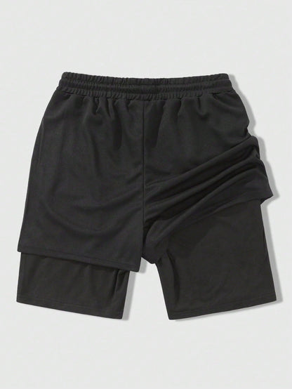 QJQ Men's 2 in 1 Goth Graphic Drawstring Elastic Waist Shorts Summer Casual Workout Athletic Gym Track Shorts