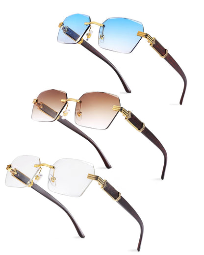 Pro Acme Rimless Rectangle Sunglasses for Men Women Hexagon Shade Eyewear Frameless y2k Glasses