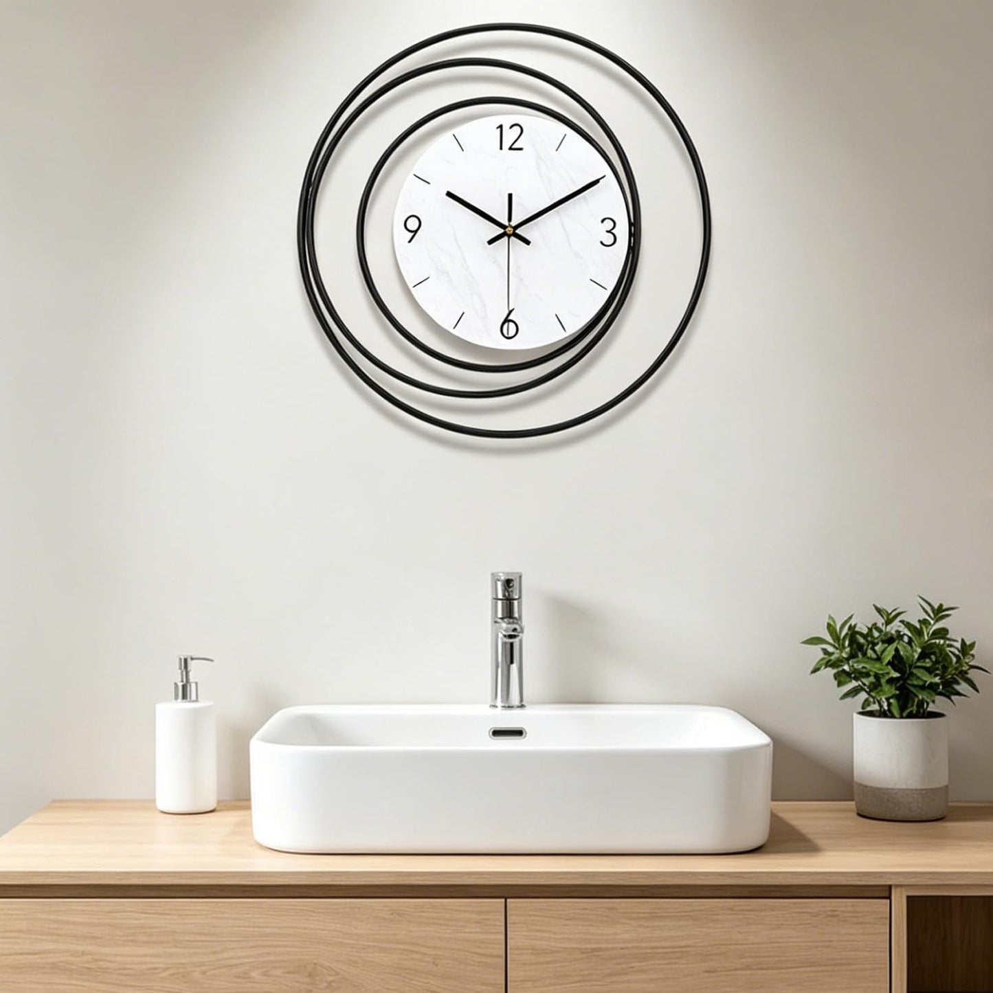 Dankeit Decorative Wall Clock,Silent Non-Ticking Quality Quartz Movement Battery Operated,Large Wall Clocks for Living Room Kitchen Home Bathroom Bedroom Wall Decor,16x16inch,White