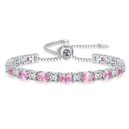 Sterling Silver Birthstone Bracelets for Women White Gold Tennis Bracelets Adjustable Chain 6-9 Inchs Jewelry Hypoallergenic Anniversary Birthday Gifts for Women Mom Wife Her