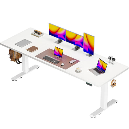 Huuger 55 x 28 Large Electric Standing Desk, Height Adjustable Computer Desk, 27.6" Deep Desktop, Stand up Gaming Office Table with 2 Hooks, 3 Preset Heights, for Home Office, Black