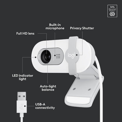 Logitech Brio 101 Full HD 1080p Webcam for Meetings, Streaming, Desktop, Laptop, PC - Built-in Mic, Shutter, Works with Zoom, Microsoft Teams, Nintendo Switch 2’s new GameChat Mode, USB-A,-Black
