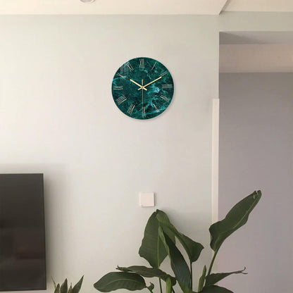 White Marble Glass Wall Clocks Battery Operated 12 Inch Abstract Decorative Analog Wall Clocks for Living Room Bedroom Office Silent Wall Clock Modern