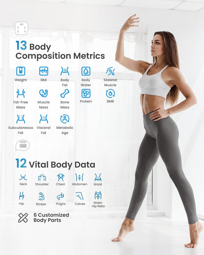 RENPHO Smart Scale for Body Weight, Tempered Glass Bathroom Digital Scale with BMI, Body Fat, Bluetooth Fitness Equipment Sync with Apps Accurate for Weight Loss, Home Use, 400 lbs – Elis 1