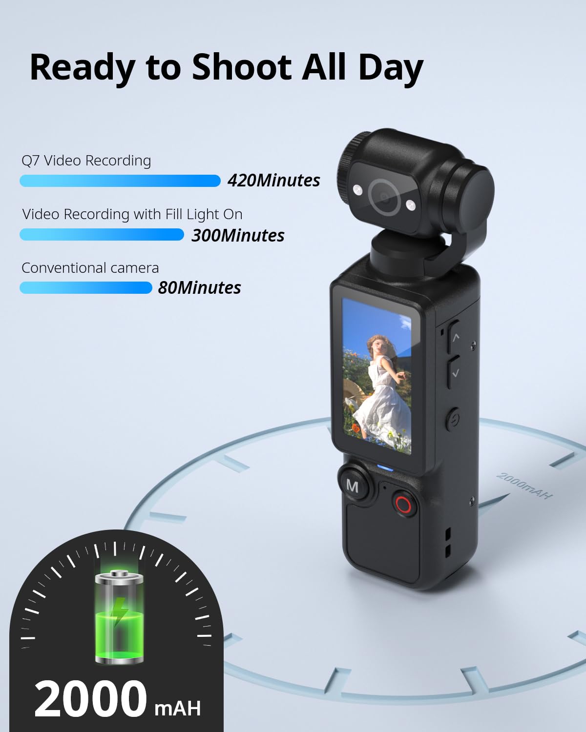 Vlogging Camera, Mini Camcorder, Portable Handheld Video Camera | Mini camcorder with 180° rotating lens, 7-hour battery, 32GB card, one-button recording for travel and daily moments