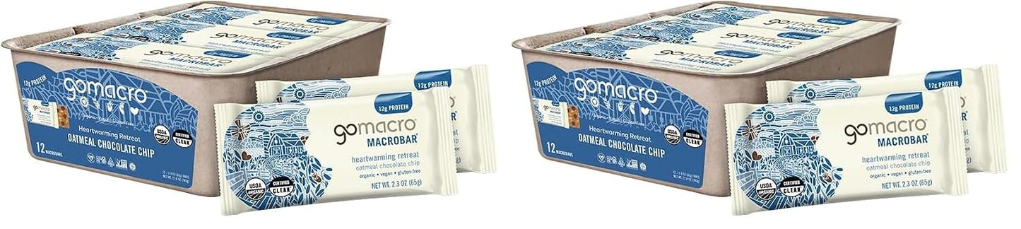 GoMacro MacroBar Organic Vegan Protein Bars - Coconut + Almond Butter + Chocolate Chips (2.3 Ounce Bars, 12 Count)