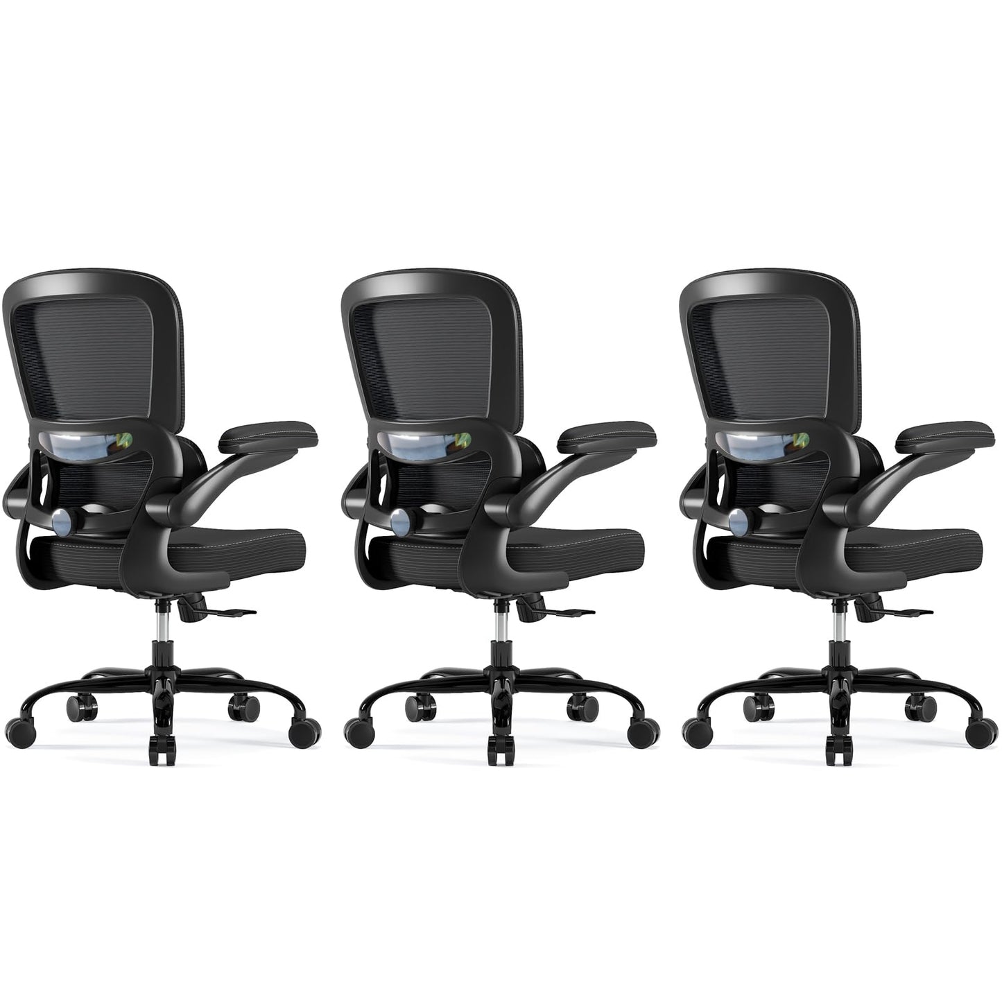 TRALT Ergonomic Office Chair - Desk Chair with Adjustable Lumbar Support Computer Chair - Mesh Comfy Chair with Flip-up Armrests - Gaming Chairs for Adults Home Office (Leather, White)