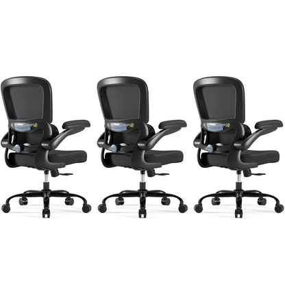 TRALT Ergonomic Office Chair - Desk Chair with Adjustable Lumbar Support Computer Chair - Mesh Comfy Chair with Flip-up Armrests - Gaming Chairs for Adults Home Office (Leather, White)