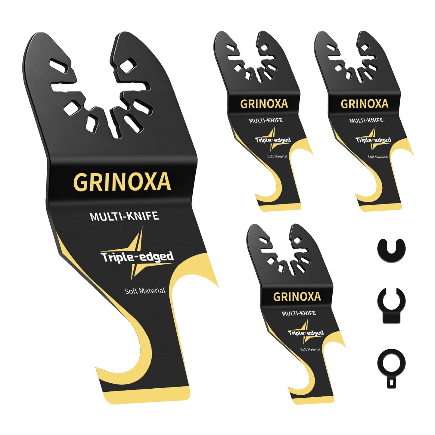 4PCS Hook Knife Oscillating Multitool Blades,Triple-Edge Push Pull Scraper Oscillating Multi Tool for Roofing Shingles,PVC Floor,Carpet,Cardboard Cutting Fit DeWalt, Milwaukee,Ryobi,Fein,Rockwell