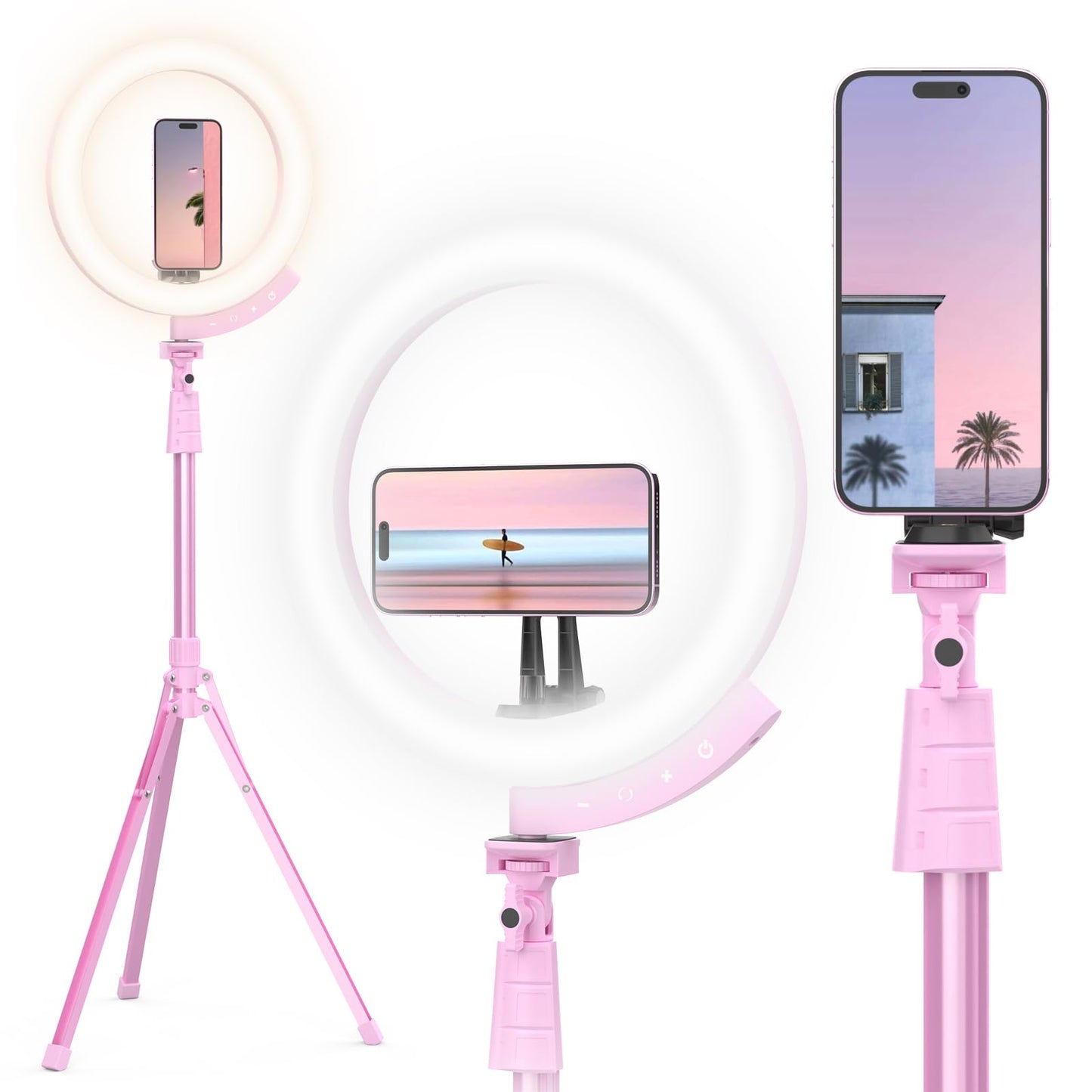 UBeesize 12'' LED Ring Light with 62'' Tripod Stand, Selfie Ring Light for Video Recording, Live Streaming, TikTok & YouTube, Compatible with iPhone & Android (Black)