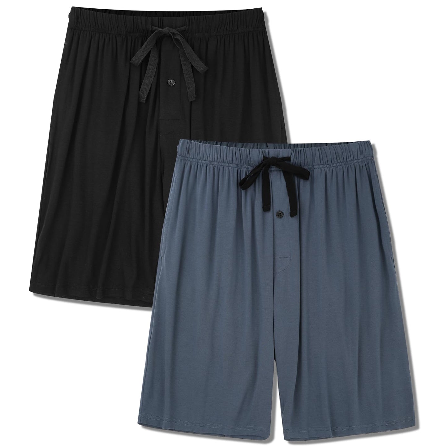 BAMBOO COOL Men's Pajama bottoms Lounge Sleep Shorts Soft Comfortable Breathable Pajamas Shorts with Pockets 2 Pack