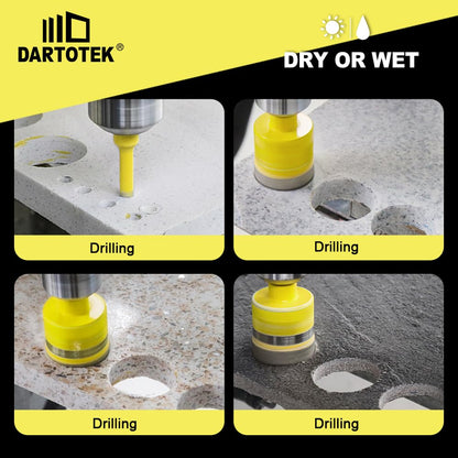 Diamond Core Drill Bits Set for Tile, DARTOTEK 10PCS Porcelain Hole Saw Kit with Aluminum Case, (6/6/8/20/35/50/65mm+2" Chamfer bit +SDS Adapter, Dry/Wet Drilling for Ceramic, Granite & Marble