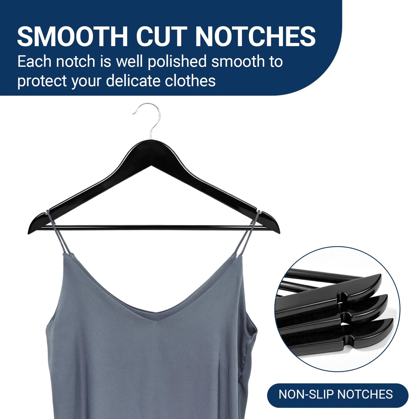 Amber Home 30 Pack Wooden Coat Hangers, Natural Wood Suit Hangers with Non-Slip Pant Bar, Clothes Hangers for Closet Organization, Shirts, Jackets, Dresses, and Pants (Natural, 30)