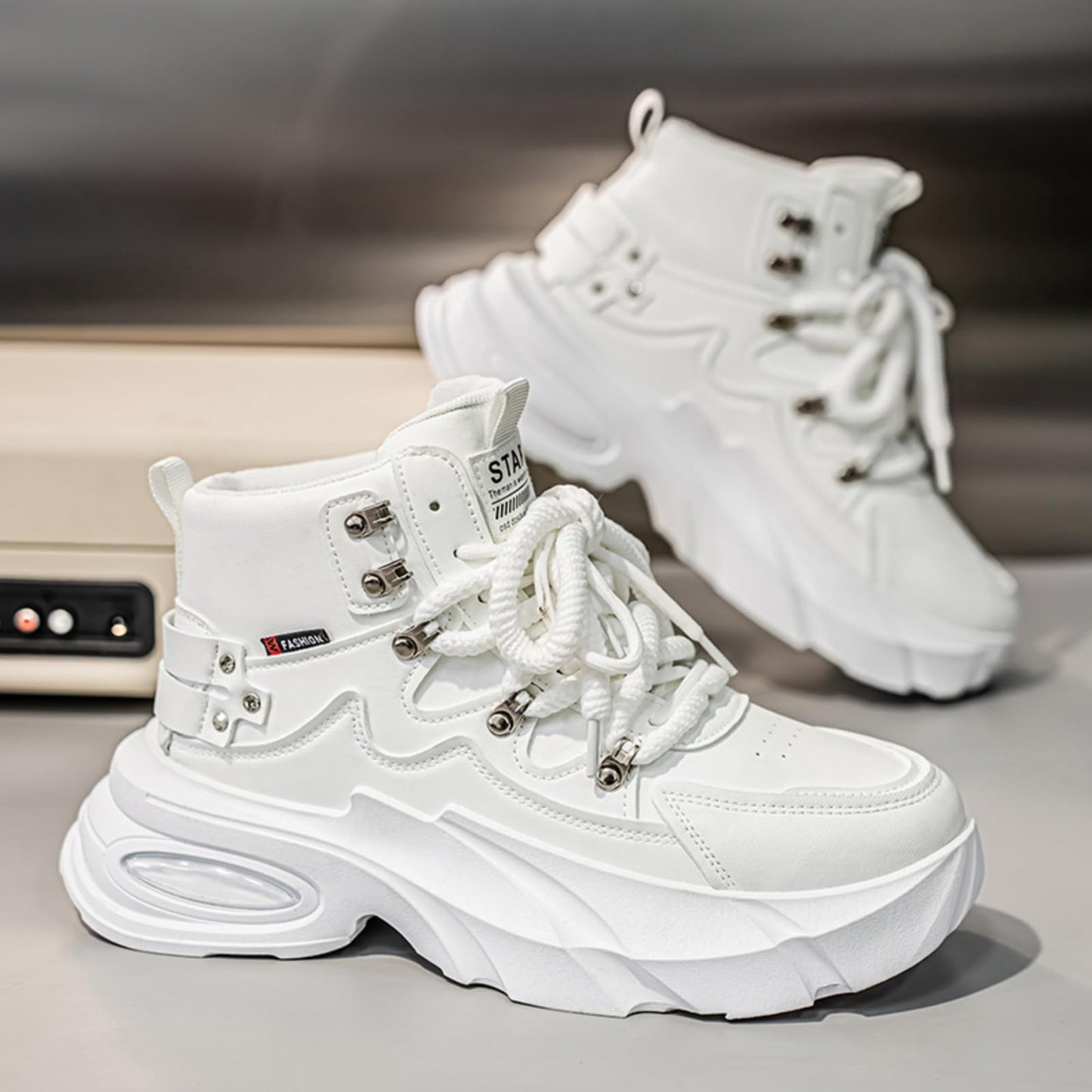 Men's Fashion Platform Sneakers —— Durable, Platform, high - top Casual Shoes, Durable Platform lace - up Casual Shoes, Suitable for Outdoor and Daily wear