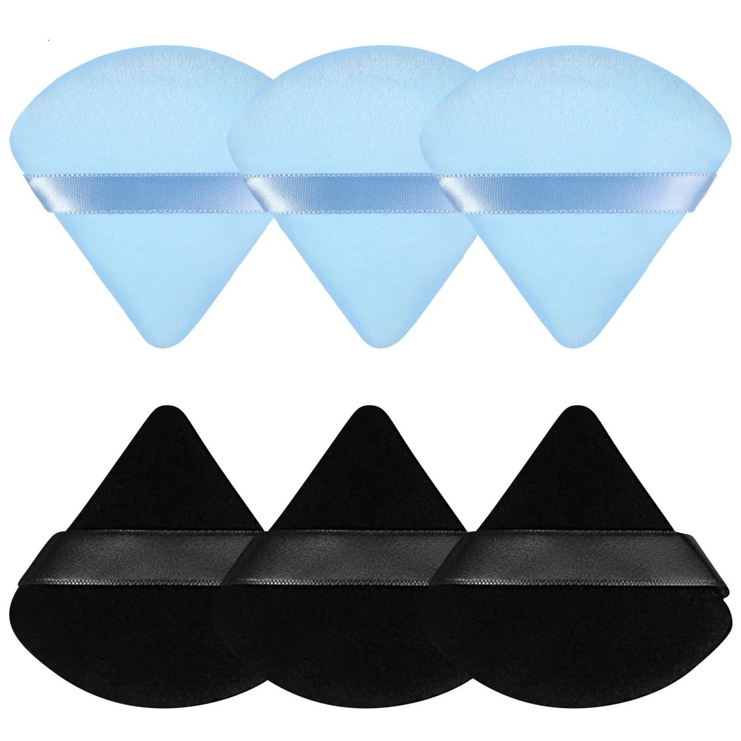 Pimoys 6 Pieces Powder Puff, Face Makeup Sponge Soft Velour Triangle Powder Puffs Beauty Sponge for Loose Powder (Black, Pink)