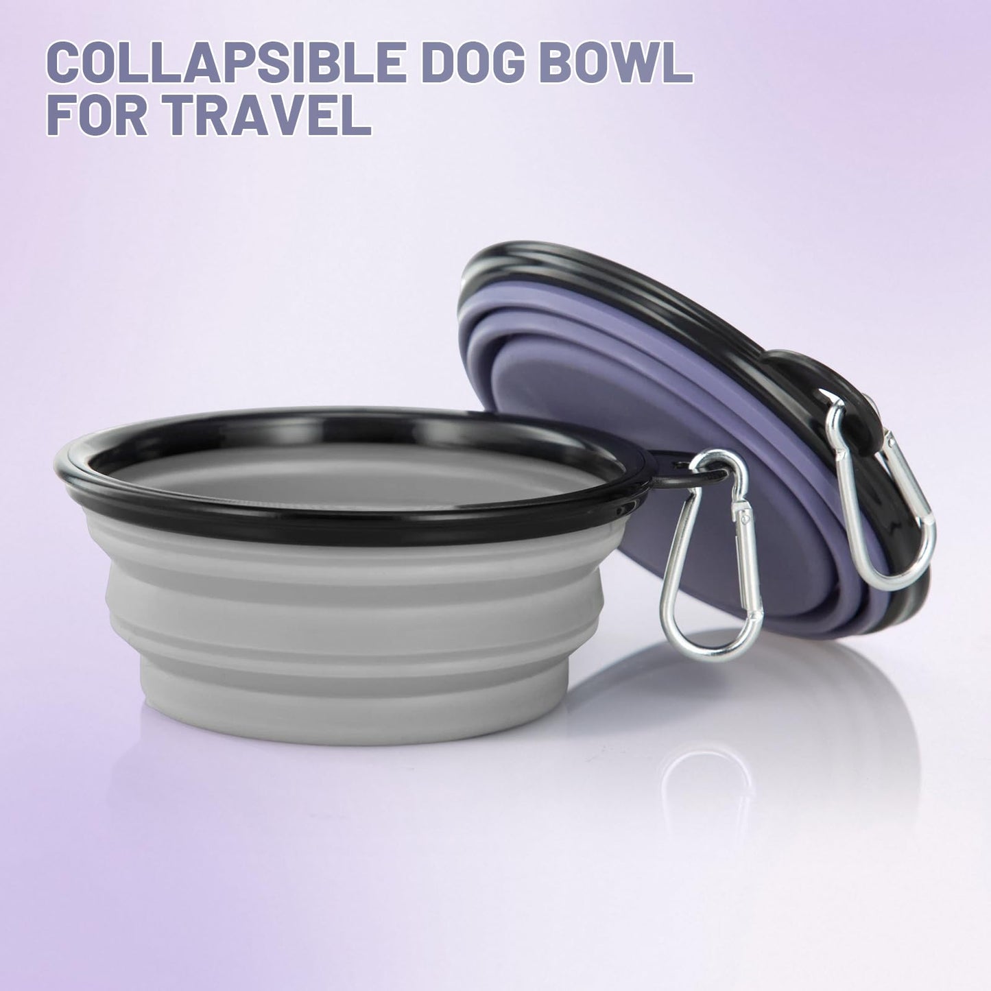 Dog Bowl Pet Collapsible Bowls, 2 Pack for Cats Dogs, Portable Pet Feeding Watering Dish for Walking Parking Traveling with 2 Carabiners (Small, Blue+Green)