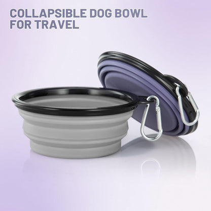 Dog Bowl Pet Collapsible Bowls, 2 Pack for Cats Dogs, Portable Pet Feeding Watering Dish for Walking Parking Traveling with 2 Carabiners (Small, Blue+Green)