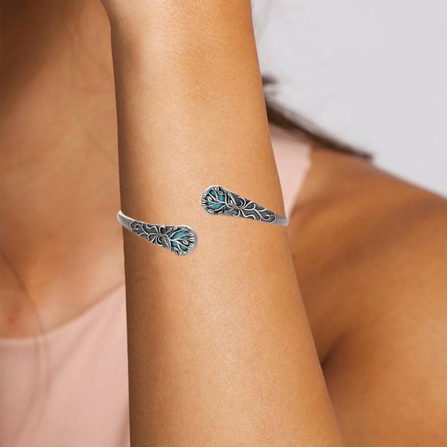 Genuine Turquoise Bracelet for Women 925 Sterling Silver Real Turquoise Cuff Bracelet Vintage Western Jewelry for Women
