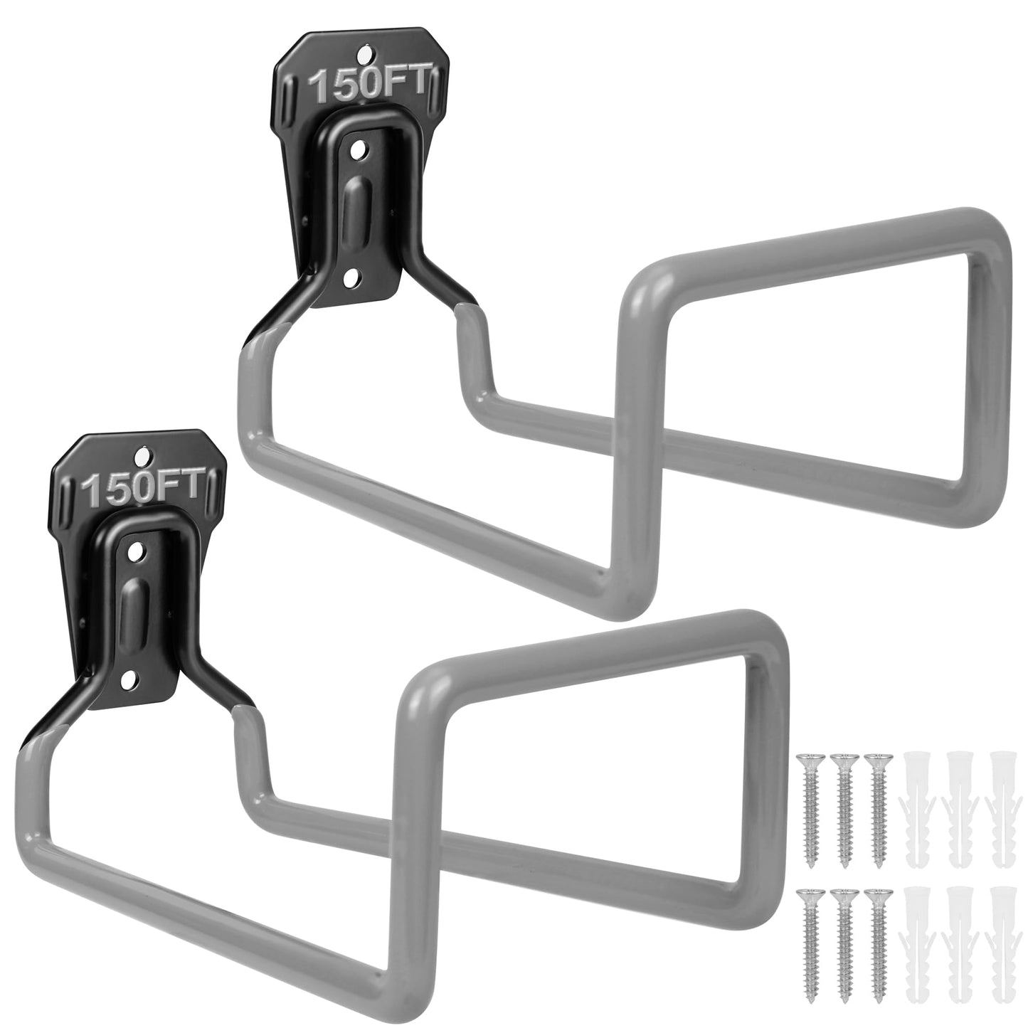 PeoMev Metal Garden Hose Holder - Heavy Duty Hose Hanger Wall Mounted Water Hose Holder for Outside Yard, Sturdy Hose Reel Hose Hooks for Water Hose, Extension Cords