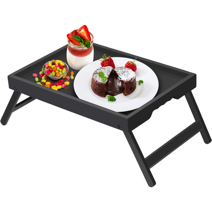 Artmeer Bed Tray Table with Folding Legs,Bamboo Breakfast in Bed for TV Table, Laptop Computer Tray,Eating,Snack Tray(Bamboo)